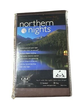 NEW QVC 2010 Northern Nights Egyptian Cotton Chocolate King Pillowcase Set
